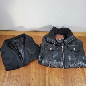 Y2K Lot Wet Seal Miss London Junior Jackets M Faux Leather Moto Cropped Blazer